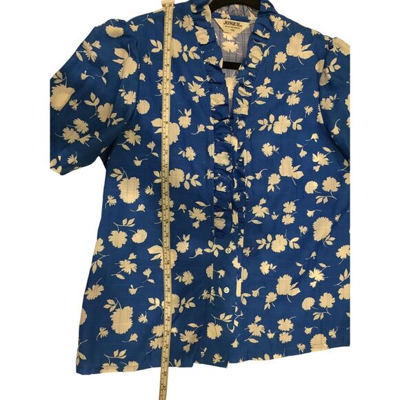 Jonquil Button Up Blouse Blue Floral Womens Size 16 Ruffled Secretary Geek‎ Vtg - Picture 5 of 5